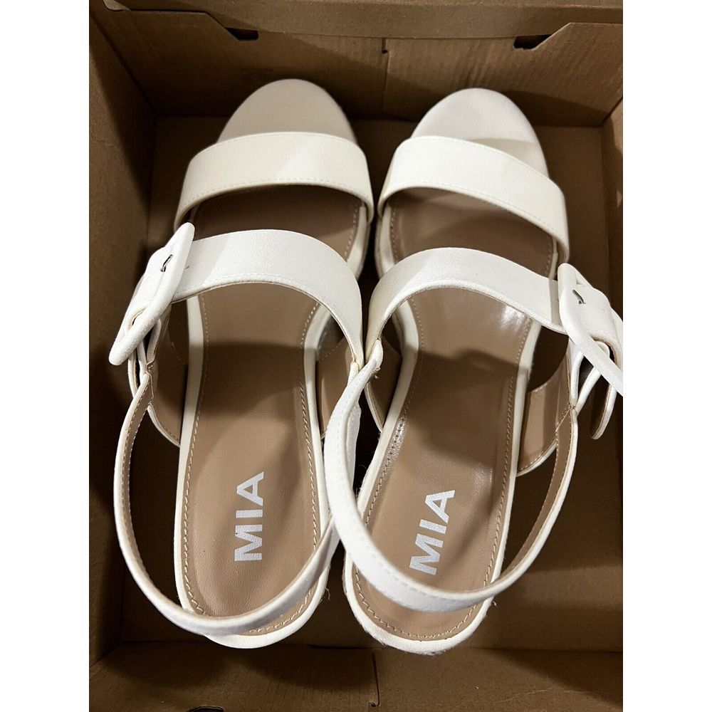 MIA Women's Brooke Slingback Espadrille Platform Wedge Sandal Bone 10‎